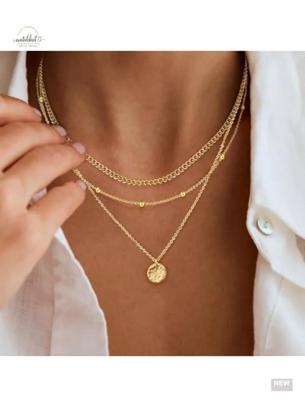 Dainty 14K Gold Plated Layered Necklace Stack Set Pendant Necklace